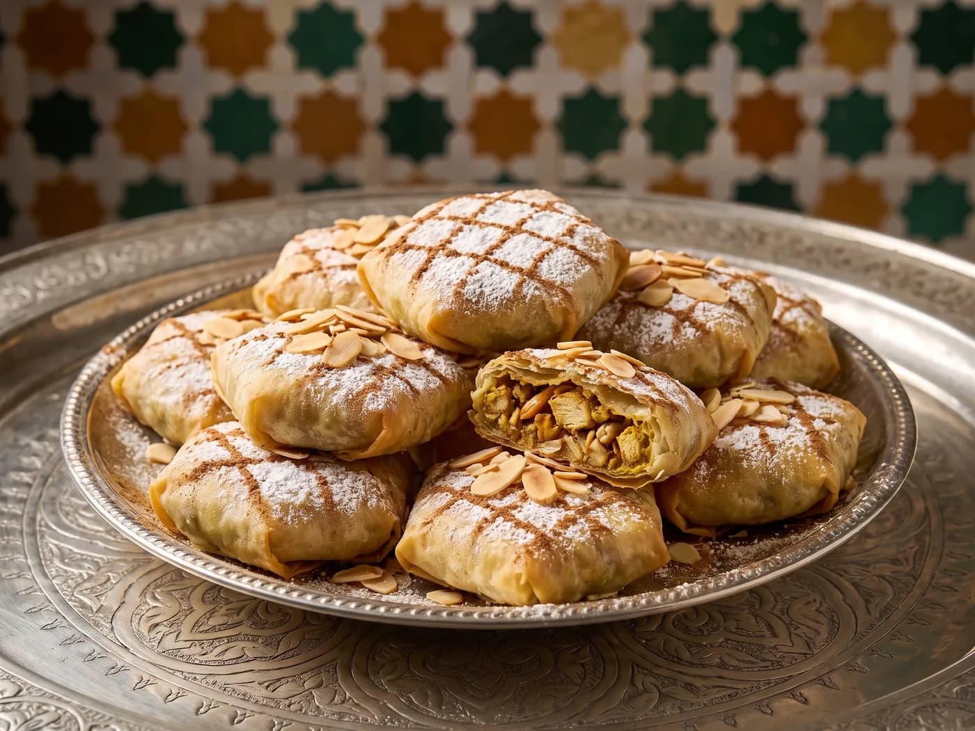 Stapel mini pastilla's met kip