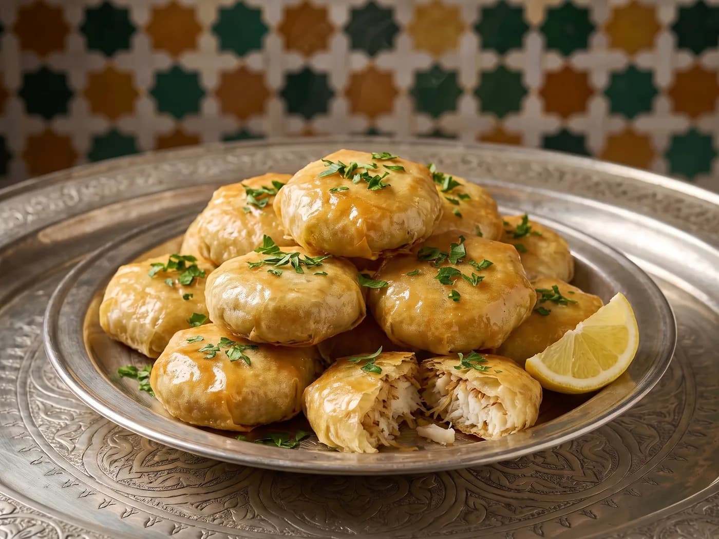 Stapel mini pastilla's met vis